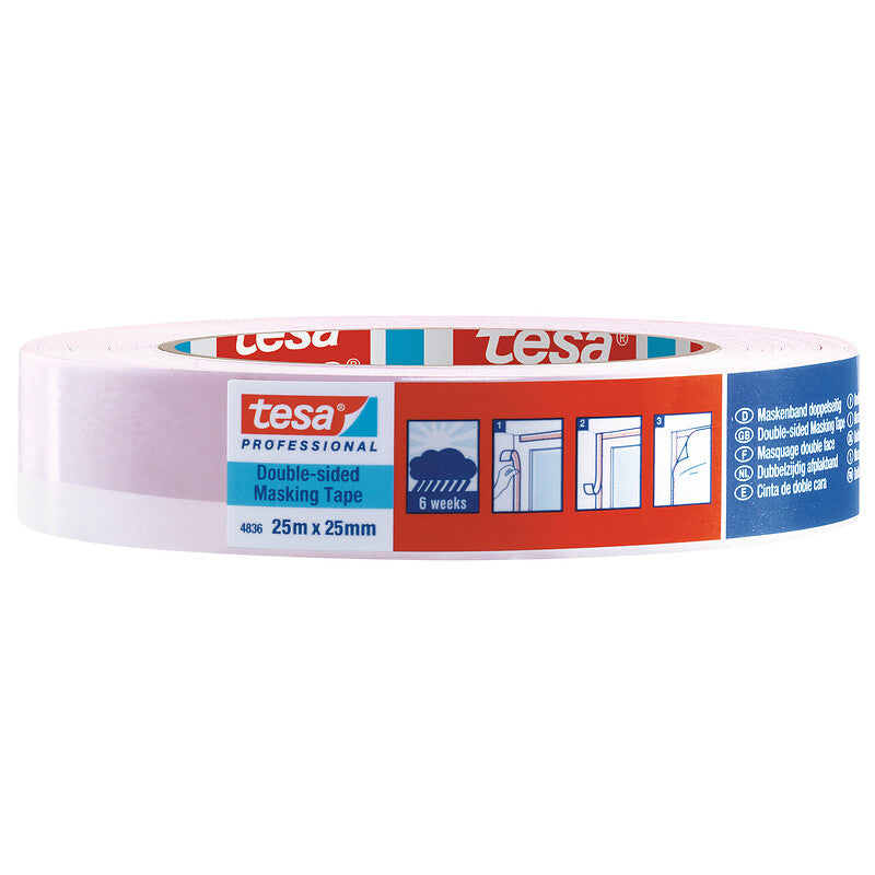 TESA®4836 adesivo de máscara dupla face, rolo de 25mx 25mm. Conectando profissionais a soluções de construção de elite. Angola-Materiais.shop.