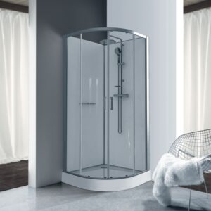 1/4 cabine redonda Leda Kara 90 cm, porta deslizante, vantagem de vidro transparente, ref. L11KA8Q0101. Compre materiais hidráulicos e elétricos duráveis na Angola-Materiais.shop. Estamos comprometidos com a excelência.