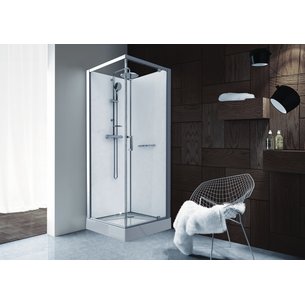 Kara Square Cabin 90 cm, porta giratória, vantagem de vidro transparente, fundo branco Ref. L11KA8C0401. Materiais de construção de primeira linha, disponíveis agora na Angola-Materiais.shop. Entrega em todo o país.