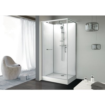 Kara retângulo Cabine 100 x 80 cm, porta giratória, vantagem de vidro transparente, fundo branco Ref. L11KA8R0401. Soluções completas para construção, reforma e manutenção. Angola-Materiais.shop entrega em todas as províncias.