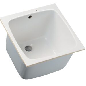 Tanque de laboratório com borda embutida a borda Porcher 45x45cm em arenito, com transbordamento, branco, ref.p298001. A força dos melhores materiais ao seu alcance. Angola-Materiais.shop.