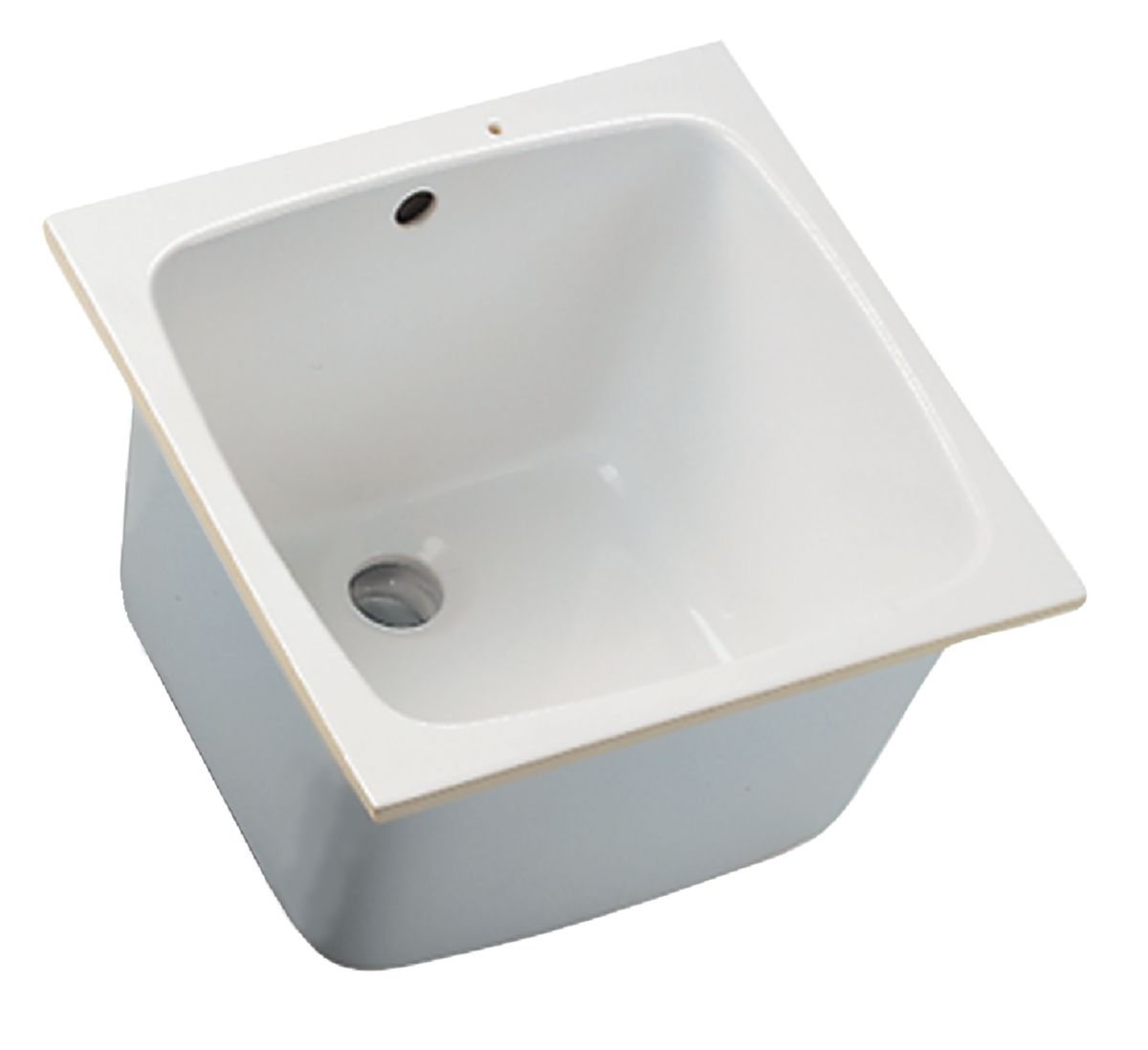 Tanque de laboratório com borda embutida a borda Porcher 45x45cm em arenito, com transbordamento, branco, ref.p298001. A força dos melhores materiais ao seu alcance. Angola-Materiais.shop.
