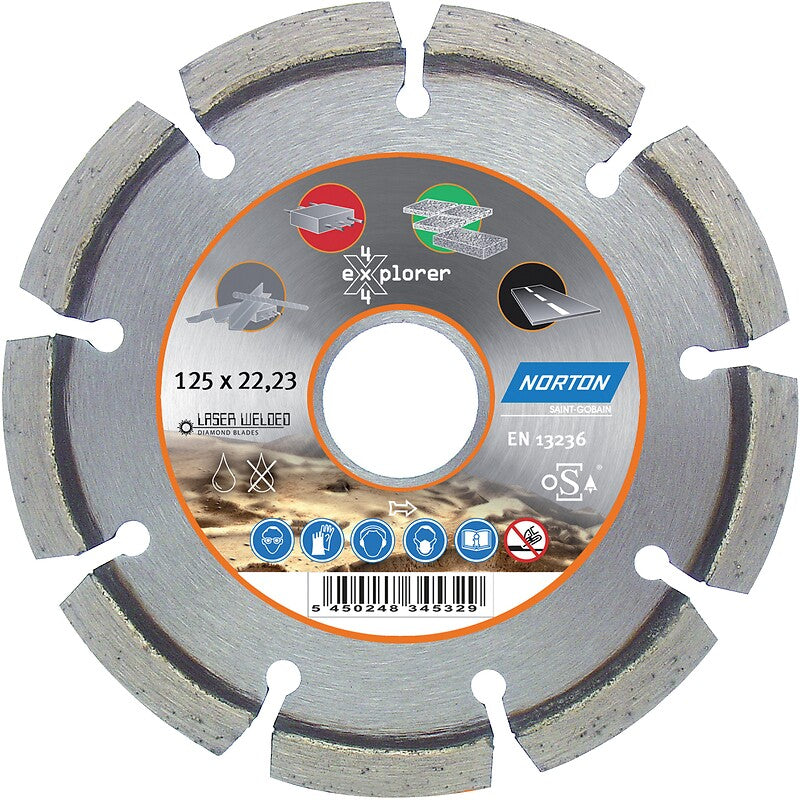 4x4 Explorer Diamond Cutting Disce Ø 125 espessura 2,5 mm furo 22,2 mm. Soluções completas para construção, reforma e manutenção. Angola-Materiais.shop entrega em todas as províncias.