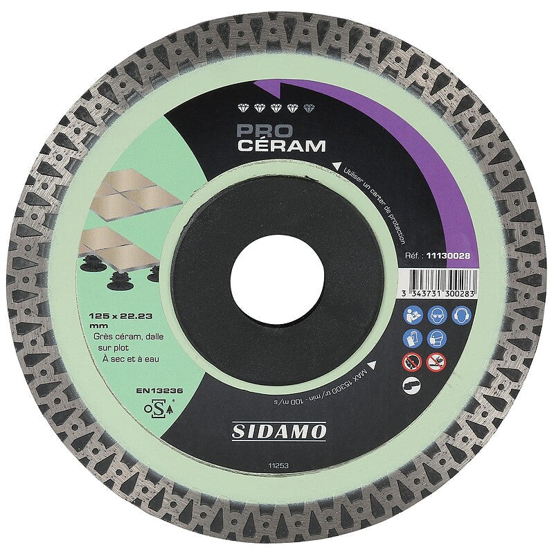 Diamond Disc Disc contínuo Materiais de decoração de aro pro Ceram Diâmetro 125 mm, espessura 1,4 mm, furo 22,2 mm. Compre materiais hidráulicos e elétricos duráveis na Angola-Materiais.shop. Estamos comprometidos com a excelência.