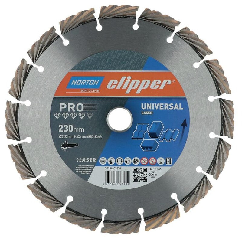 Diamond Dispel Pro Universal Laser Diâmetro 230mm, furo de 22,23 mm de altura do segmento de 12 mm de espessura 3 mm. Encontre produtos hidráulicos e elétricos de alta qualidade na Angola-Materiais.shop. Atendemos projetos de pequena e grande escala.
