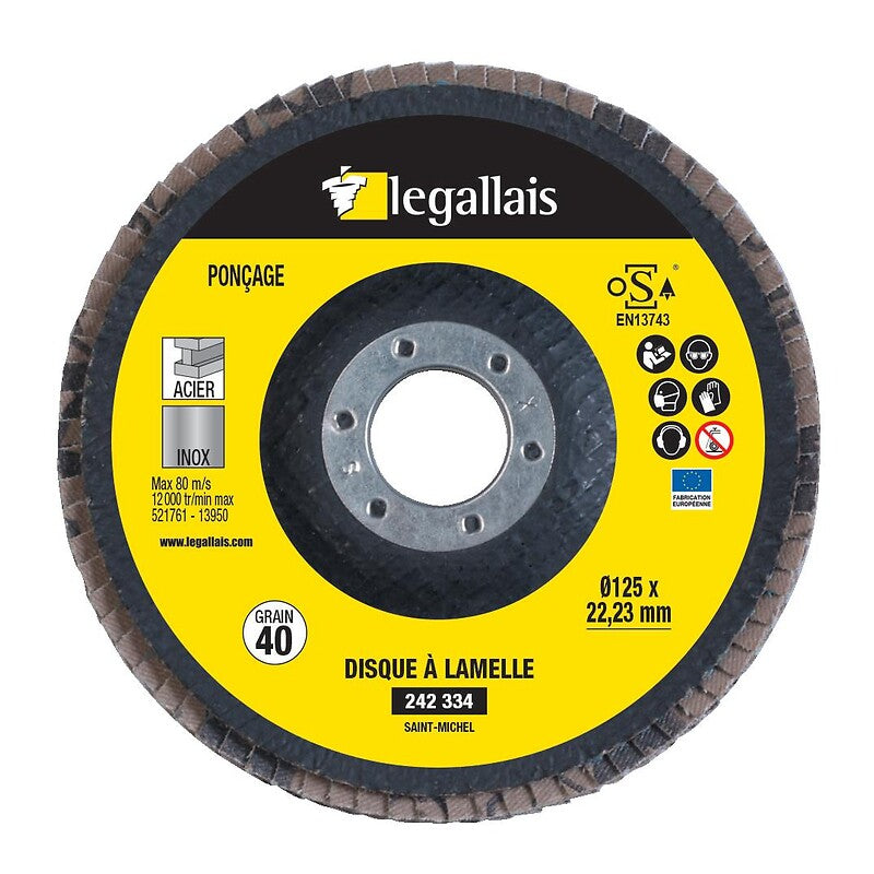 Discos com lamelas curvas 125 mm Saint Michel Grain 40 Caixa de 10 peças. A força dos melhores materiais ao seu alcance. Angola-Materiais.shop.