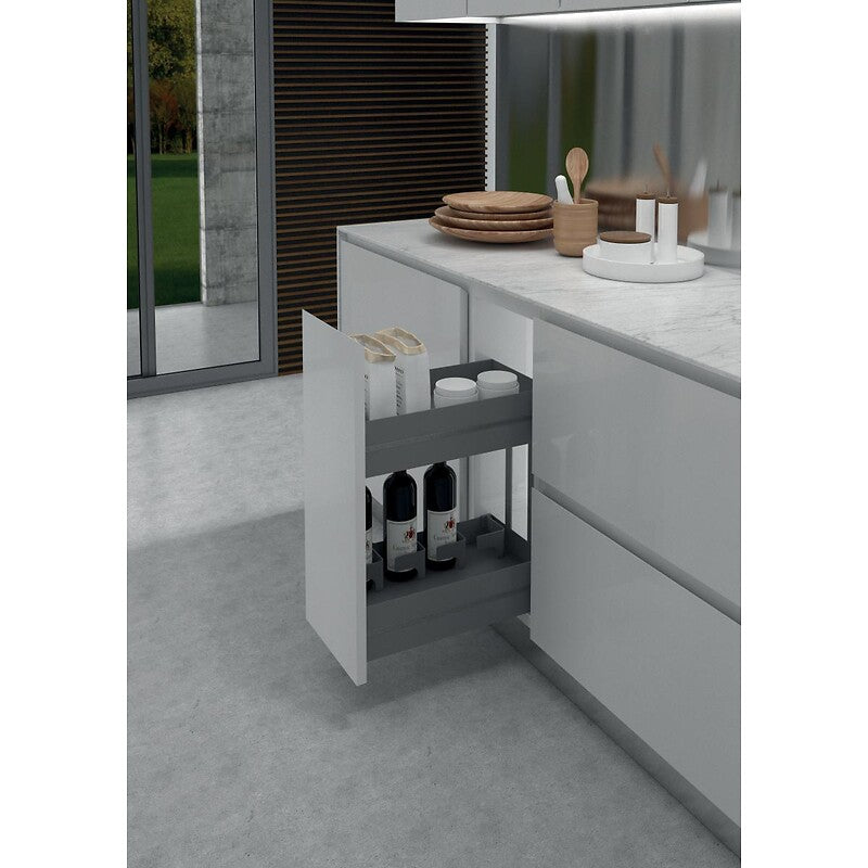 Fluxo para móveis baixos 7102K Ikona - prateleiras + armazenamento de garrafas - 300 mm Largura da caixa - Antracite. Qualidade garantida em cada produto na Angola-Materiais.shop. Construa o futuro com os melhores materiais do mercado.