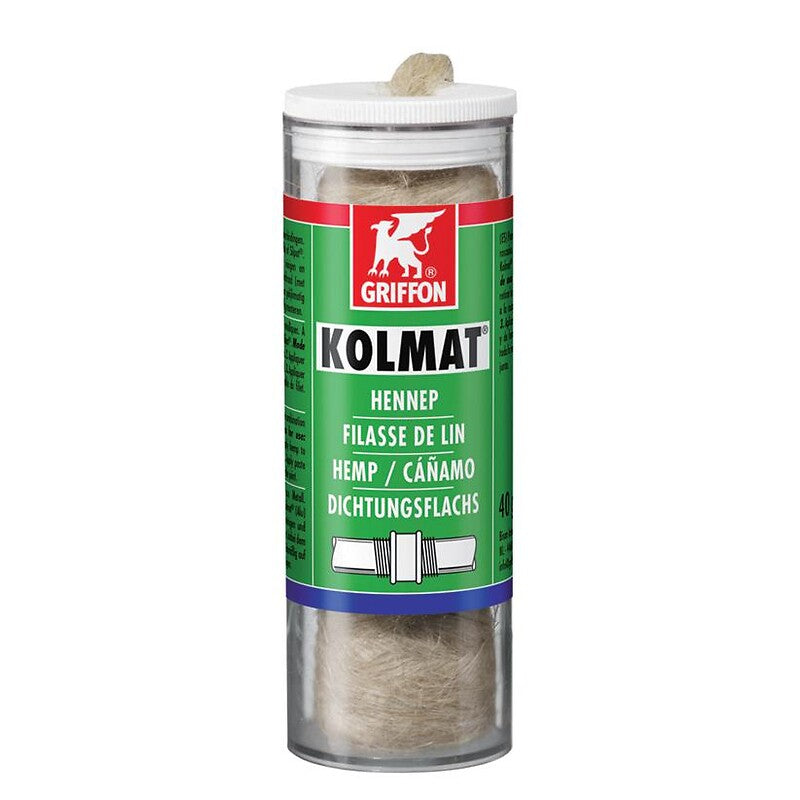 Filasses de linho Kolmat® permitem à prova d'água os acessórios com rosca metálica pré-calibrados na dispensação 80g. Materiais de construção sob medida para cada projeto. Angola-Materiais.shop, sua solução personalizada.