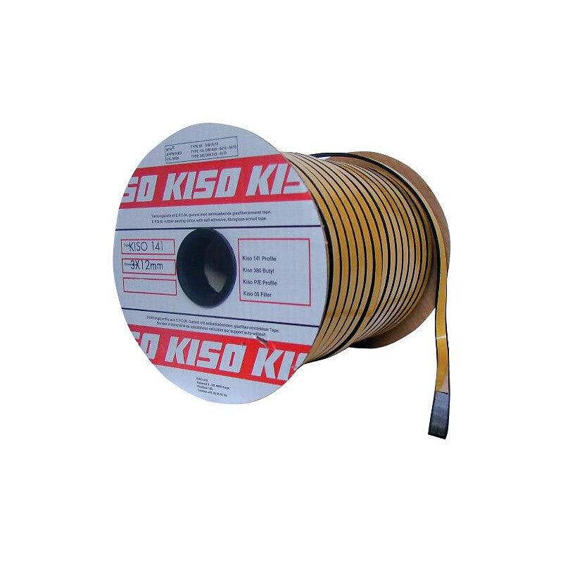 KISO 141 Vedação de vedação na espessura de envidraçamento/estrutura de EPDM 3 x largura 9 mm em cor da bobina de 150 ml. Inovação, qualidade e confiabilidade na palma da sua mão. Angola-Materiais.shop.