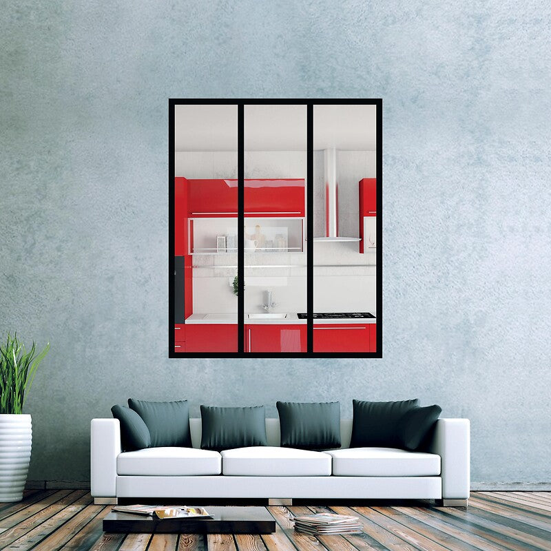 Kit de dossel interior com vidro - 3 telhas - L 1020 x H 1250 mm - alumínio em alumínio preto granito preto ral 9005. Construa com confiança: Angola-Materiais.shop, seu parceiro em materiais de construção de ponta.