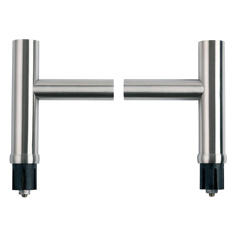 Par de suportes T sintonizados em aço inoxidável escovado para sistema de modulinox. Angola-Materiais.shop oferece materiais de construção e hardware de alta qualidade. Encontre tudo o que precisa para os seus projetos em um único lugar.