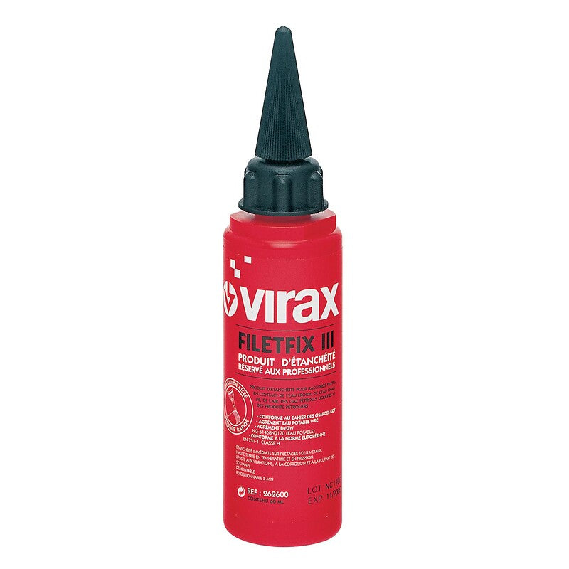 Produto de vedação para acessórios filetfix III rosqueados, 60 ml de garrafa. Tecnologia e qualidade reunidas em um só lugar. Angola-Materiais.shop.