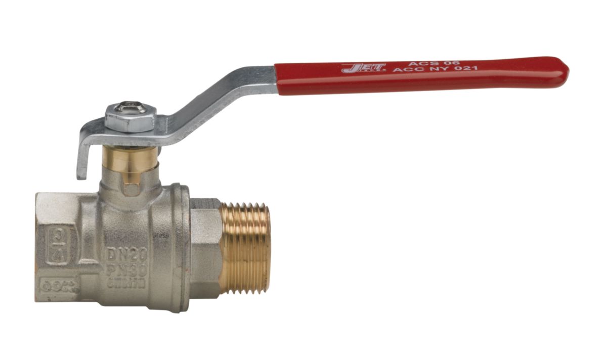 Torneira com passagem esférica em torno. Alça vermelha em aço envernizado. Altech 301 ACS níquel de níquel Brass MF 3/4. A evolução da construção começa aqui. Angola-Materiais.shop.