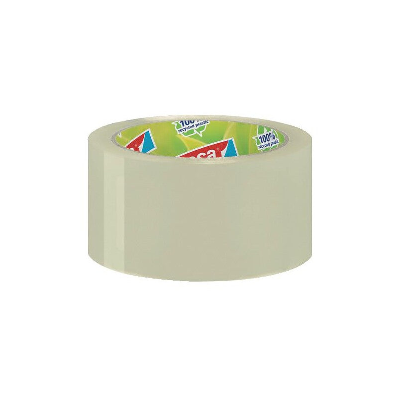 Fita de embalagem ecológica e ecológica verde com base em materiais 100% reciclados e adesivos sem solvente RL de 66mx50mm. Construindo excelência, entregando sonhos. Angola-Materiais.shop.