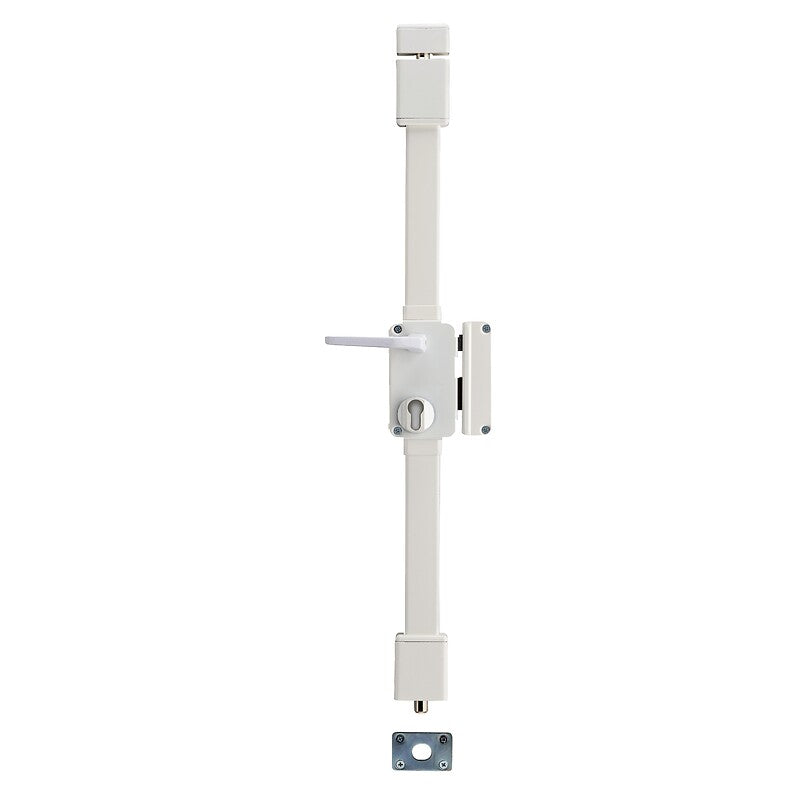 Apliques de bloqueio de 3 pontos com o tipo de cilindro europeu Targa vertical com as cores brancas da esquerda -Mandelina. Na Angola-Materiais.shop, trazemos-lhe ferramentas industriais e hardware premium. Compre connosco para soluções duráveis e eficientes.
