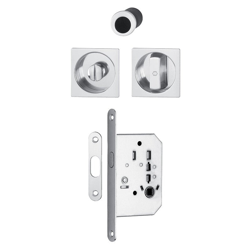 Lock de convicção para porta deslizante interior com manobras de alumínio quadradas aspecto de latão polido. Projetos maiores, melhores e mais rápidos com Angola-Materiais.shop. Tudo o que você precisa, um clique de distância.