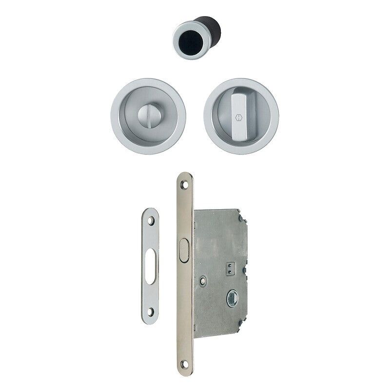 Round Rosette Condenation Lock para porta deslizante interior com manobras de alumínio cromadas cromadas. Construa com confiança: Angola-Materiais.shop, seu parceiro em materiais de construção de ponta.