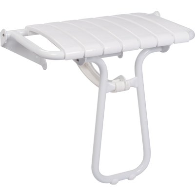 Grande Tubo de alumínio do assento de chuveiro retrátil + aço inoxidável com ripas de polipropileno branco Ref. 047632. Qualidade que você pode ver, confiança que você sente. Angola-Materiais.shop.