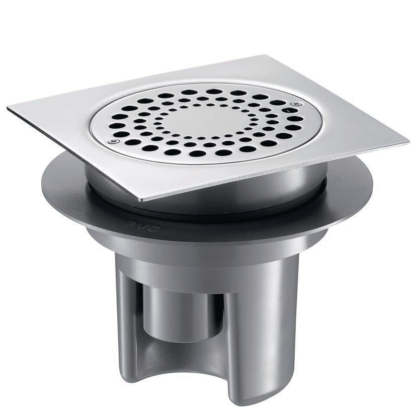 Piso Siphon 150x150 com altura ajustável até 85 mm de aço inoxidável grade de PVC Body Ref: 683001. Compre materiais hidráulicos e elétricos duráveis na Angola-Materiais.shop. Estamos comprometidos com a excelência.