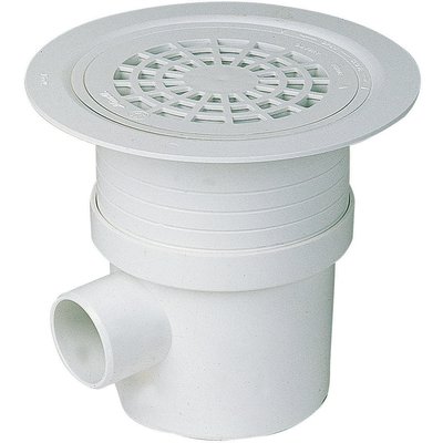 Sifão para piso de plástico + grade - cítara - PVC branco - Ø 50/63/50 mm - H. 125/175 mm. Angola-Materiais.shop: Tecnologia, qualidade e inovação em materiais de construção.