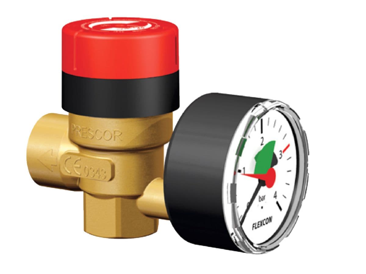 Prescor Security Valve, Flamco FlexCon, Tar.E BSP 1/2, 3 barras, ref. Angola-Materiais.shop: Tecnologia, qualidade e inovação em materiais de construção.