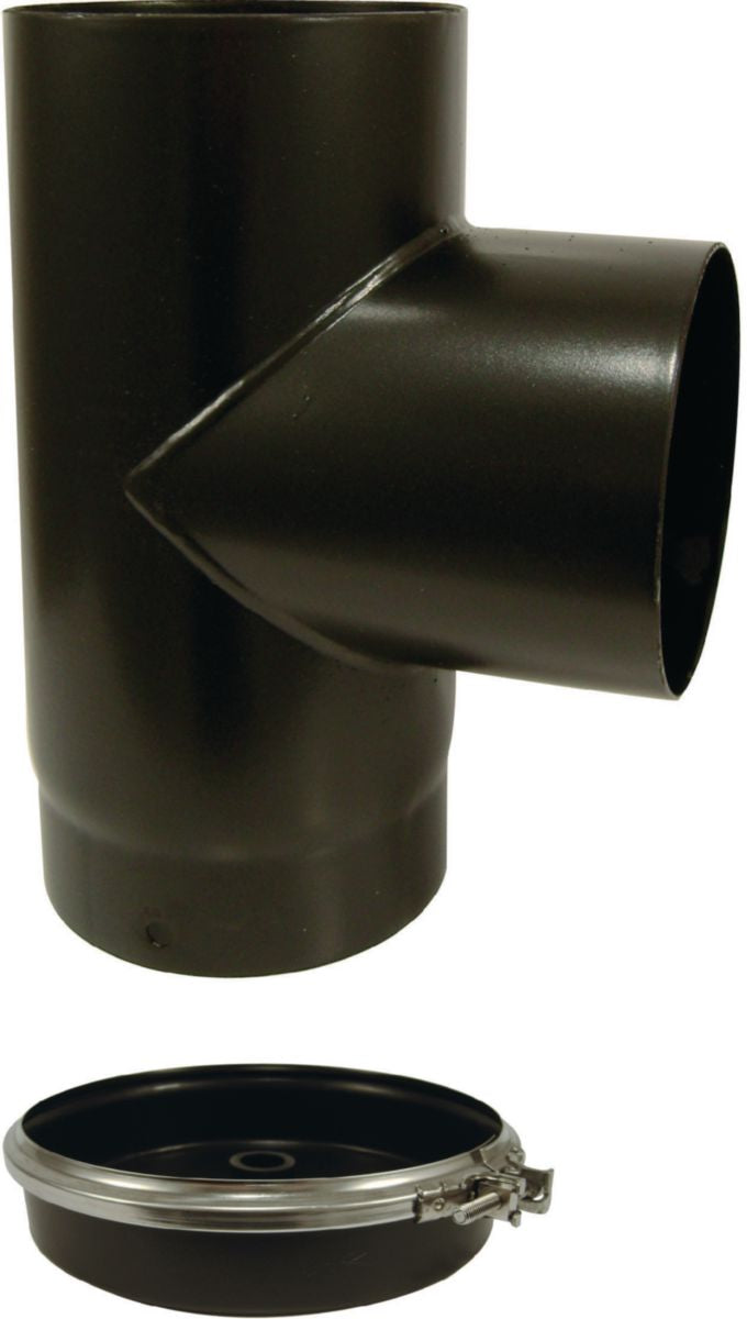 90 ° TE com e -mail de e -mail Carimbo de aço esmaltado diâmetro: 153 madeira preta / fioul / gás Ref. 346406, dez. Construindo sonhos com os melhores materiais. Angola-Materiais.shop.