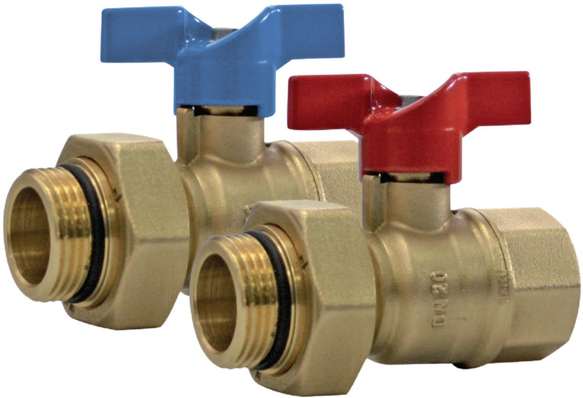 Válvulas com uma porca rotativa de esfera para alça de coletor 1 válvula vermelha e 1 válvula azul, Altech, ref: al52x/3_26. Tecnologia e qualidade reunidas em um só lugar. Angola-Materiais.shop.