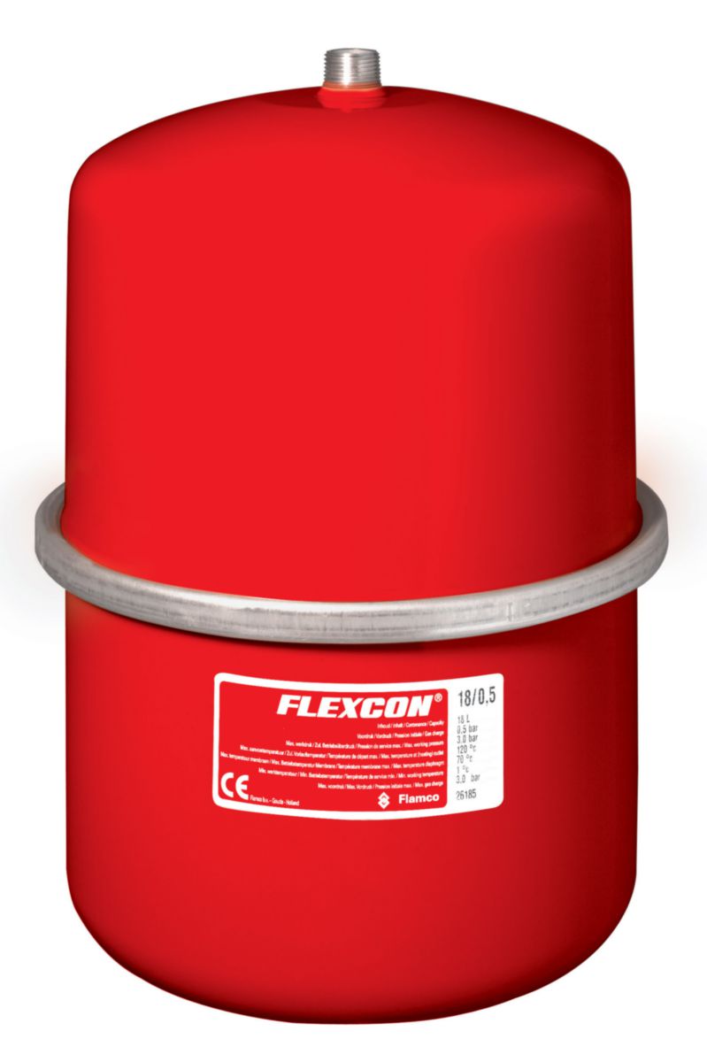 Vaso de expansão com membrana fixa FLAMCO FlexCon 2 - 25 Conexão pelo diâmetro superior M 3/4 '' 18 litros 1 bar '' Ref. 26186. A evolução da construção começa aqui. Angola-Materiais.shop.