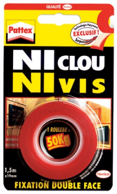 Fixando adesivo Nenhum parafuso de prego ni 50kg PAWS - Multi -Support - rl. 19 mm x 1,5 m. Compromisso com a qualidade, em cada material, em cada entrega. Angola-Materiais.shop.
