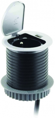 Bloco de escritório Ø 60 mm com válvula 1 soquete + carregador USB. Sua obra, nossos materiais. Angola-Materiais.shop, parceiro da construção angolana.
