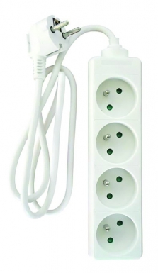 Blocos de várias potências padrão sem interruptor de 4 pc +t 16 um cabo H05VV-F 3G1mm2 1 metro 3680W-230V ~ -white. Sua obra, nossa especialidade. Angola-Materiais.shop.