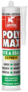Cola de correção e selo Polymax - cor de cristal - 300 g de cartucho. Materiais de ponta para construções de sucesso. Angola-Materiais.shop, sua fonte de excelência.