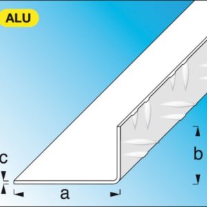 Ângulo desigual de alumínio. GRUTO DIM. AXBXC: 43.5x23.5x1.5/2,0 mm LG. 1 m. Materiais de construção que fazem a diferença. Angola-Materiais.shop, sua escolha inteligente.