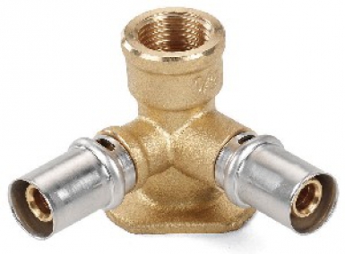 Fluxo duplo do cotovelo para crimpagem, fêmea parafusada de 16x1/2 ". Sua obra, nossos materiais. Angola-Materiais.shop, parceiro da construção angolana.
