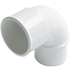 Cotovelo masculino-feminino 87 ° 30 Ø 32 em PVC branco. Materiais de ponta para construções de sucesso. Angola-Materiais.shop, sua fonte de excelência.