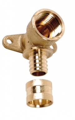 Cotovelo PRI com base de fixação de saída feminina - Ø Tube 12 - Thread 15x21. Profissionais da construção escolhem Angola-Materiais.shop. Porque a qualidade faz a diferença.