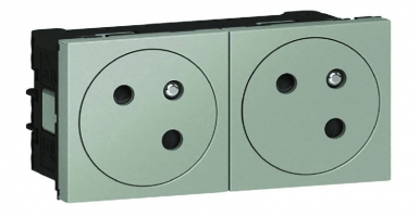Double 2p Power Outlet+T Surface Mosaic Link Connection 4 Módulos - Alumínio. Construa com inteligência, construa com Angola-Materiais.shop.
