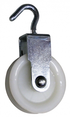 Rolo de nylon com gancho de zinco Ø 40 mm garganta redonda 7,5 mm cubo Ø 5,5 Largura. 14 mm. Tecnologia e qualidade reunidas em um só lugar. Angola-Materiais.shop.