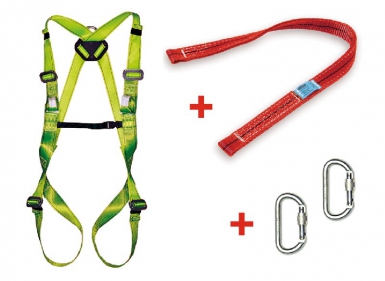 ECOSAFEX 7 FIO DE SEGURANÇA - 2 PONTOS DE ANCORAÇÃO: ANEL DORSAL E STERNAL com 2 loops de têxteis - 1 elemento de estoagem fixa (0,8 m) + 2 Carabiners. Compromisso com a qualidade, em cada material, em cada entrega. Angola-Materiais.shop.