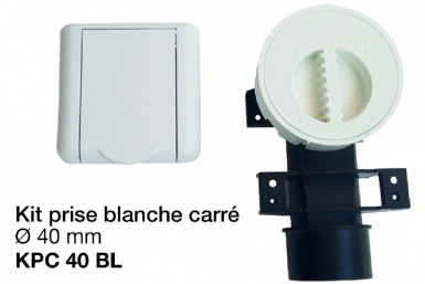 Kit quadrado branco "kpc 40 bl" Ø 40 mm + acessórios - dim. Ext LXHXP: 80x80x12 mm. Soluções inteligentes para construtores inteligentes. Angola-Materiais.shop.