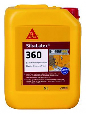 Sikalatex-360 MultiUser de látex-aditivo para morteiros e revestimentos, adesão primária para argamassa e argamassa, cura sem lixamento de concreto e morteiros-5 L. Descubra os melhores materiais hidráulicos e elétricos na Angola-Materiais.shop. Fornecemos produtos confiáveis para todas as suas necessidades de construção.