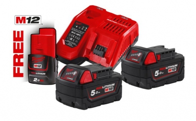 Bateria e Chargers Pack M18 NRG -502 - 18V 2 Baterias 5AH + 1 2AH Bateria + Carregador. Transforme seus projetos de construção com Angola-Materiais.shop - o melhor em hardware e materiais industriais.