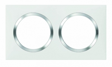 Dooxia Square Plate 2 posta acabamento branco com anel de efeito cromo. Conectando profissionais a soluções de construção de elite. Angola-Materiais.shop.