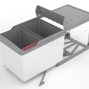 Bin extraível para tampa de classificação seletiva. 32 litros escuros. LXHXP: 357x375x475 mm. Materiais de construção sob medida para cada projeto. Angola-Materiais.shop, sua solução personalizada.