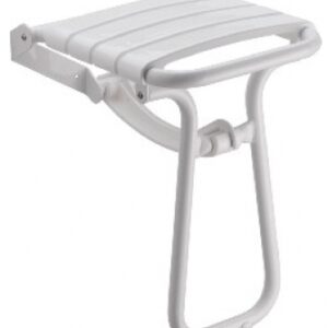 Assento de chuveiro gravado 38 x 35,5 x 50 cm com muleta automática - epóxi branco. Construa com confiança: Angola-Materiais.shop, seu parceiro em materiais de construção de ponta.