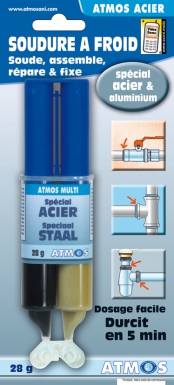 Aço de soldagem a frio - refrigerante, repara e corrige todos os materiais - endurece em 5 minutos - seringa 28 g. Tecnologia e qualidade reunidas em um só lugar. Angola-Materiais.shop.