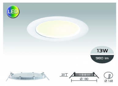 Spot LED "Flat 13" Extra-Plat 13 W Ø 180 mm th. 20 mm. Materiais de construção que fazem a diferença. Angola-Materiais.shop, sua escolha inteligente.