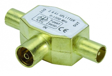 Coaxial TE 2XTV 9,52 mm Male / TV 9,52 mm feminino - conectores de ouro Golden. Sua obra, nossos materiais. Angola-Materiais.shop, parceiro da construção angolana.