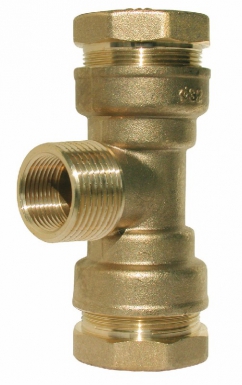 Tee masculino de latão - 25x3/4 " - 1/2" x25. Materiais que inspiram, construções que impressionam. Angola-Materiais.shop.