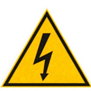 Triângulo "Danger Electric" Desenho de fundo amarelo preto, lado 100 mm. Ferramentas profissionais para resultados excepcionais. Angola-Materiais.shop.
